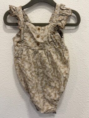 Carter's Beige Floral Ruffle-Strap Baby Romper